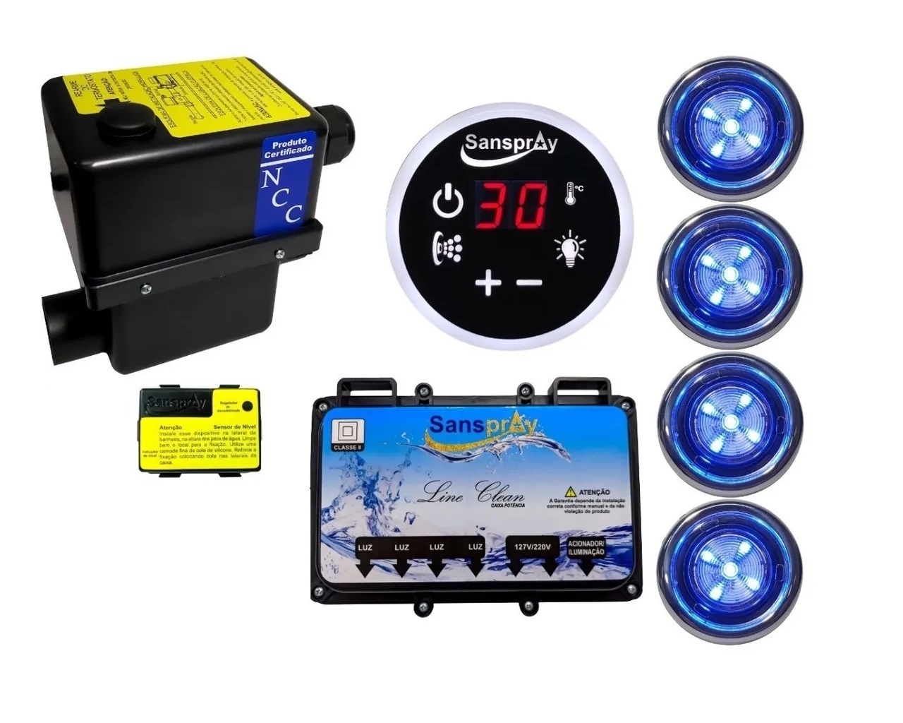 Aquecedor Banheira Sanspray Com Cromoterapia 4 pontos 8000w/220