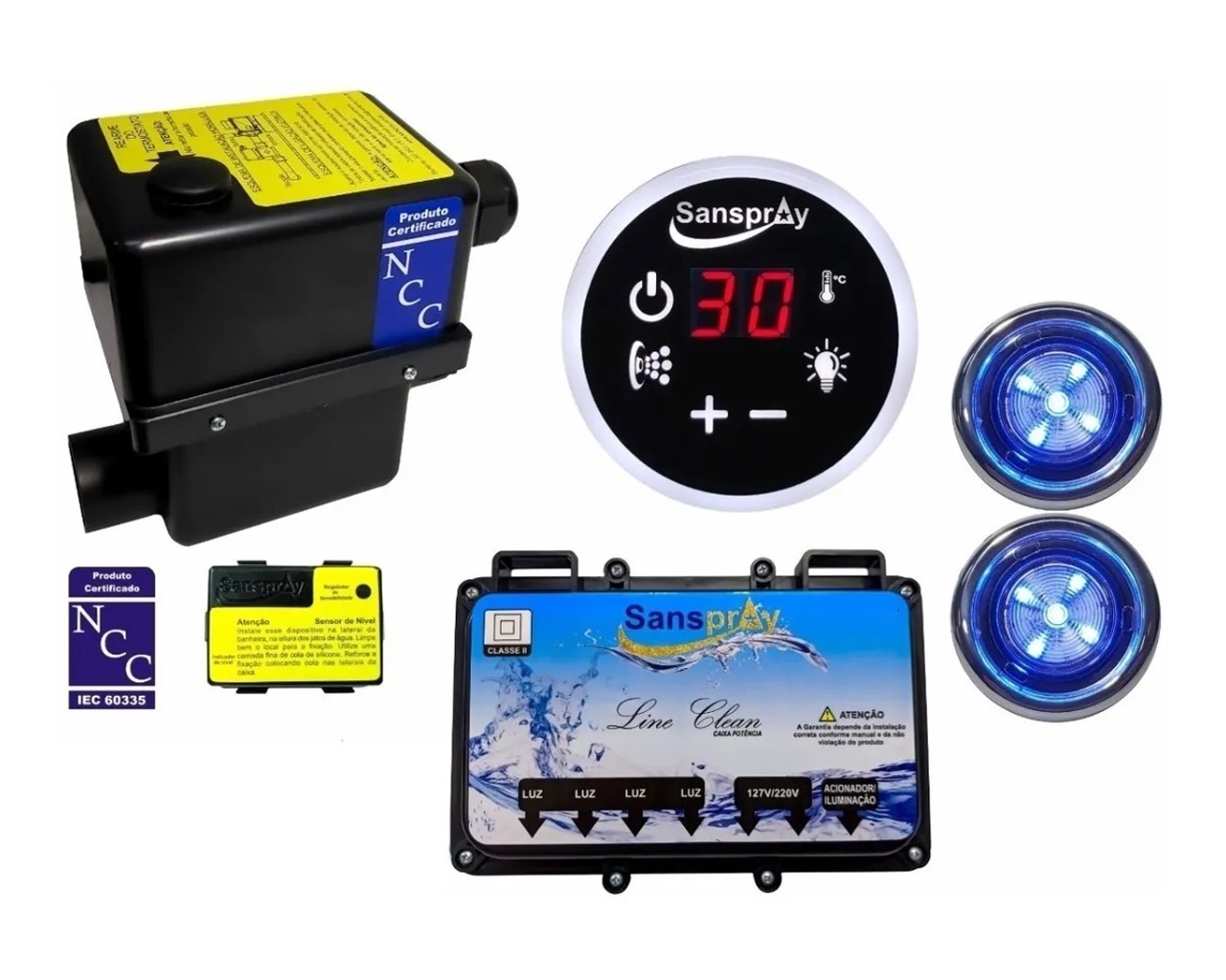 Aquecedor Banheira Sanspray Com Cromoterapia 2 pontos 8000w/220