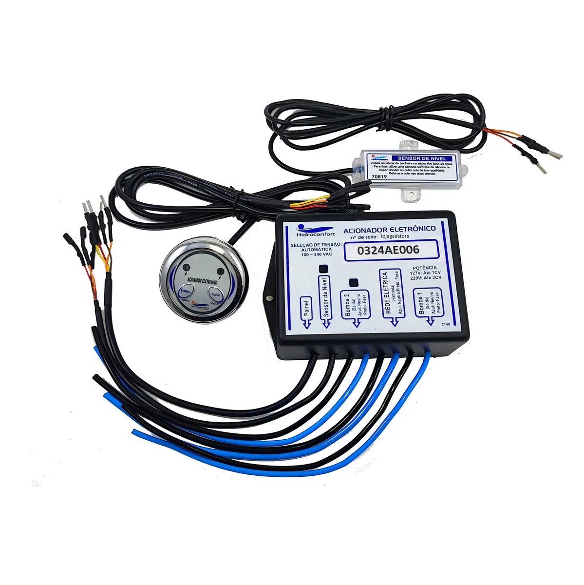 Acionador Eletronico Duplo C/ Sensor Nível P/banheiras/spas