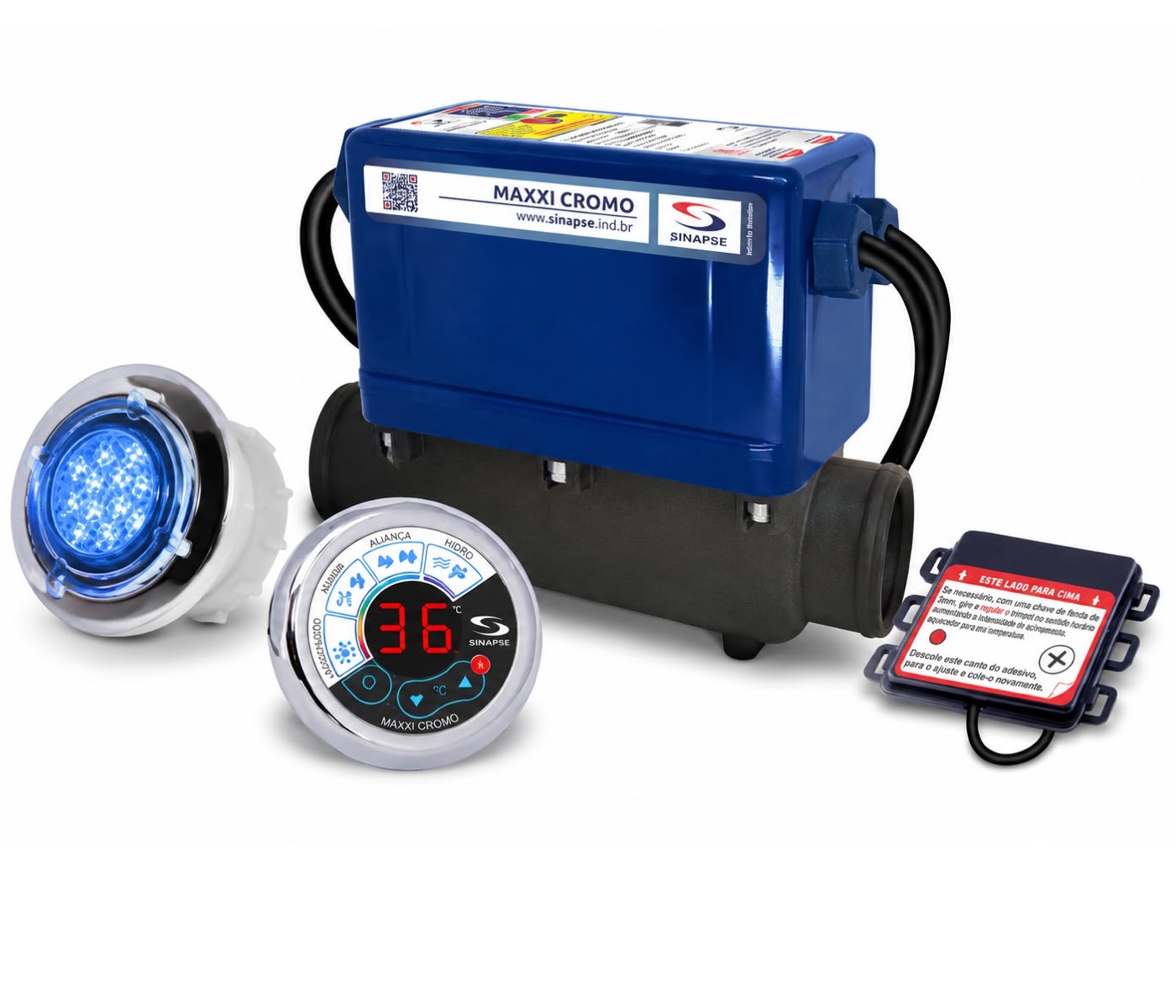 Aquecedor Banheira Sinapse Maxxi Cromo - 3 - 8000w / 220v com 1 ponto