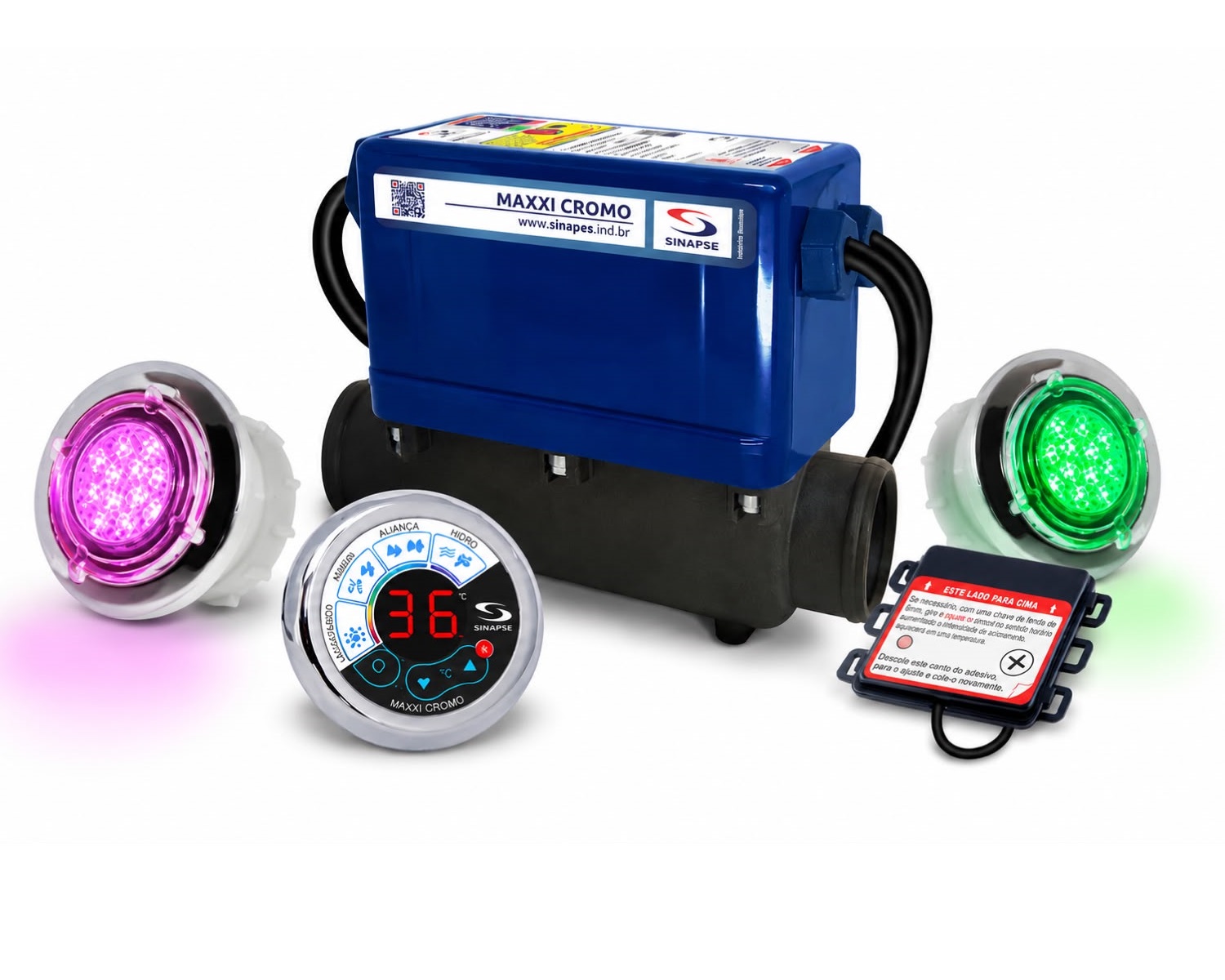 Aquecedor Banheira Sinapse Maxxi Cromo - 3 - 5000w / 220v com 2 ponto